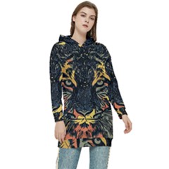 Tiger-predator-abstract-feline Women s Long Oversized Pullover Hoodie