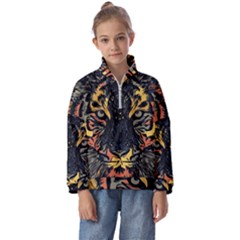 Tiger-predator-abstract-feline Kids  Half Zip Hoodie by Cowasu