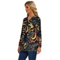 Tiger-predator-abstract-feline Long Sleeve Drawstring Hooded Top View2