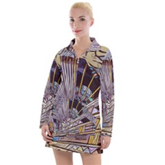 Abstract-drawing-design-modern Women s Long Sleeve Casual Dress by Cowasu