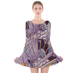 Abstract-drawing-design-modern Long Sleeve Velvet Skater Dress