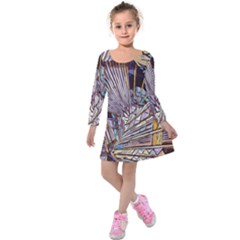 Abstract-drawing-design-modern Kids  Long Sleeve Velvet Dress by Cowasu