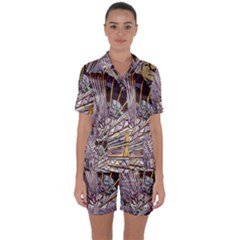 Abstract-drawing-design-modern Satin Short Sleeve Pajamas Set by Cowasu