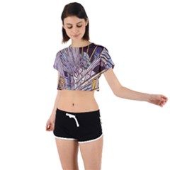 Abstract-drawing-design-modern Tie Back Short Sleeve Crop T-shirt by Cowasu