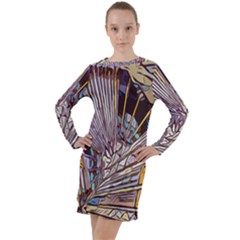 Abstract-drawing-design-modern Long Sleeve Hoodie Dress