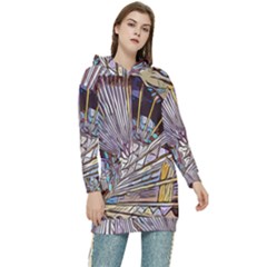 Abstract-drawing-design-modern Women s Long Oversized Pullover Hoodie