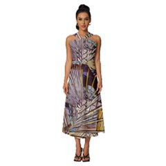 Abstract-drawing-design-modern Sleeveless Cross Front Cocktail Midi Chiffon Dress by Cowasu