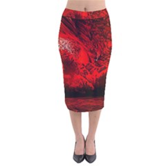 Planet-hell-hell-mystical-fantasy Velvet Midi Pencil Skirt by Cowasu