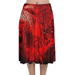 Planet-hell-hell-mystical-fantasy Velvet Flared Midi Skirt