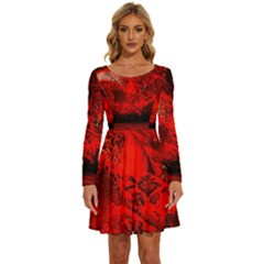 Planet-hell-hell-mystical-fantasy Long Sleeve Wide Neck Velvet Dress by Cowasu