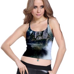 Sea-island-castle-landscape Spaghetti Strap Bra Top by Cowasu