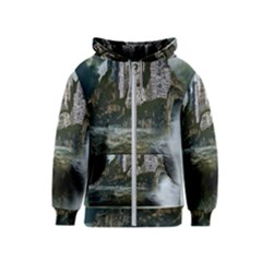 Sea-island-castle-landscape Kids  Zipper Hoodie