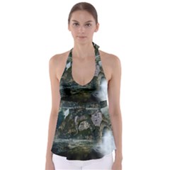 Sea-island-castle-landscape Tie Back Tankini Top by Cowasu