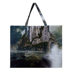 Sea-island-castle-landscape Zipper Large Tote Bag by Cowasu