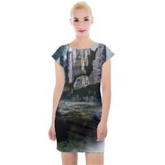 Sea-island-castle-landscape Cap Sleeve Bodycon Dress by Cowasu