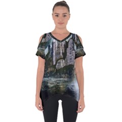 Sea-island-castle-landscape Cut Out Side Drop T-shirt