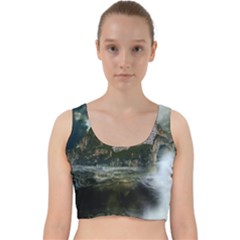 Sea-island-castle-landscape Velvet Racer Back Crop Top by Cowasu