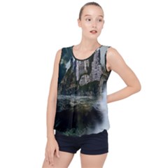 Sea-island-castle-landscape Bubble Hem Chiffon Tank Top by Cowasu