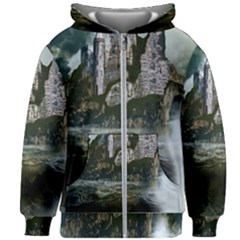 Sea-island-castle-landscape Kids  Zipper Hoodie Without Drawstring