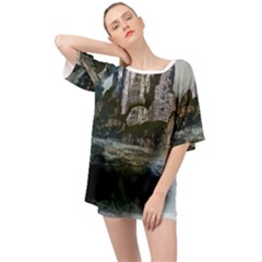 Sea-island-castle-landscape Oversized Chiffon Top by Cowasu