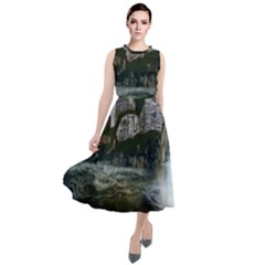 Sea-island-castle-landscape Round Neck Boho Dress