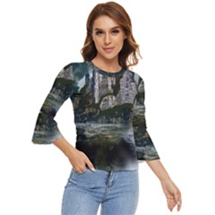 Sea-island-castle-landscape Bell Sleeve Top