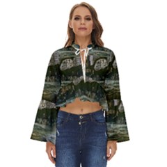 Sea-island-castle-landscape Boho Long Bell Sleeve Top