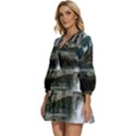 Sea-island-castle-landscape V-Neck Placket Mini Dress View2