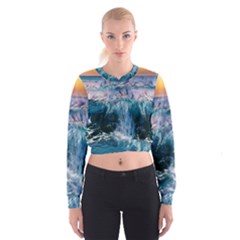 Sea-waves-ocean-water-beach-surf Cropped Sweatshirt