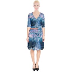 Sea-waves-ocean-water-beach-surf Wrap Up Cocktail Dress by Cowasu