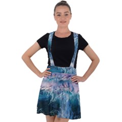 Sea-waves-ocean-water-beach-surf Velvet Suspender Skater Skirt by Cowasu