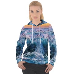 Sea-waves-ocean-water-beach-surf Women s Overhead Hoodie by Cowasu