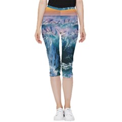 Sea-waves-ocean-water-beach-surf Inside Out Lightweight Velour Capri Leggings  by Cowasu