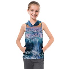 Sea-waves-ocean-water-beach-surf Kids  Sleeveless Hoodie by Cowasu