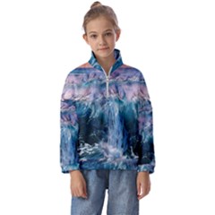 Sea-waves-ocean-water-beach-surf Kids  Half Zip Hoodie