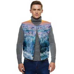 Sea-waves-ocean-water-beach-surf Men s Button Up Puffer Vest	