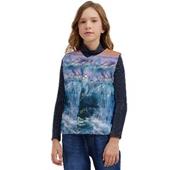 Sea-waves-ocean-water-beach-surf Kid s Button Up Puffer Vest	