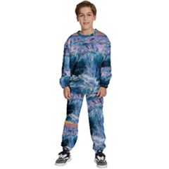 Sea-waves-ocean-water-beach-surf Kids  Sweatshirt Set