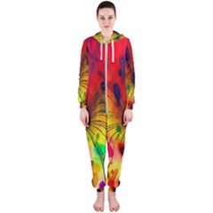 Color-background-structure-lines Hooded Jumpsuit (ladies)