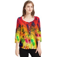 Color-background-structure-lines Chiffon Quarter Sleeve Blouse