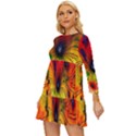 Color-background-structure-lines Long Sleeve Babydoll Dress View2