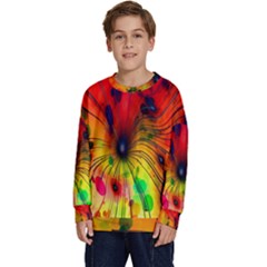 Color-background-structure-lines Kids  Crewneck Sweatshirt