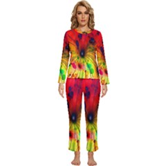 Color-background-structure-lines Womens  Long Sleeve Lightweight Pajamas Set by Cowasu