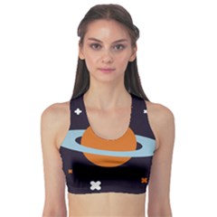 Planet-orbit-universe-star-galaxy Fitness Sports Bra by Cowasu