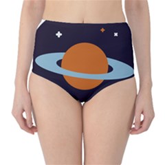 Planet-orbit-universe-star-galaxy Classic High-waist Bikini Bottoms by Cowasu