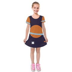 Planet-orbit-universe-star-galaxy Kids  Short Sleeve Velvet Dress