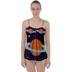 Planet-orbit-universe-star-galaxy Babydoll Tankini Top by Cowasu