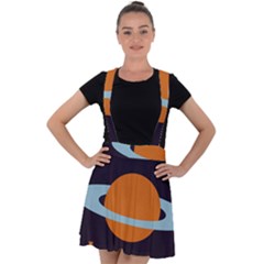 Planet-orbit-universe-star-galaxy Velvet Suspender Skater Skirt by Cowasu