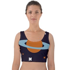 Planet-orbit-universe-star-galaxy Velvet Crop Top by Cowasu