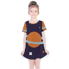 Planet-orbit-universe-star-galaxy Kids  Simple Cotton Dress by Cowasu